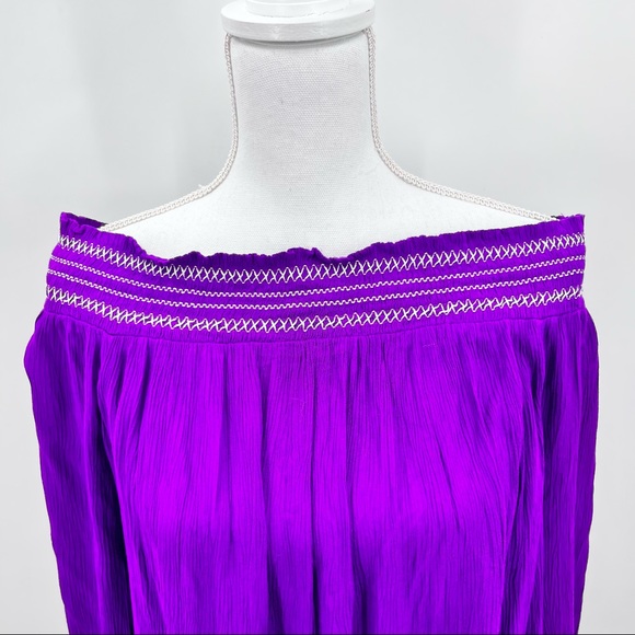 INC International Concepts Off Shoulder Womens Purple Top Rayon XL - Picture 3 of 11